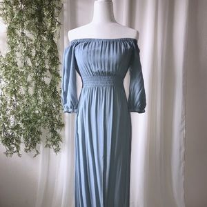 Light blue off the shoulder maxi dress